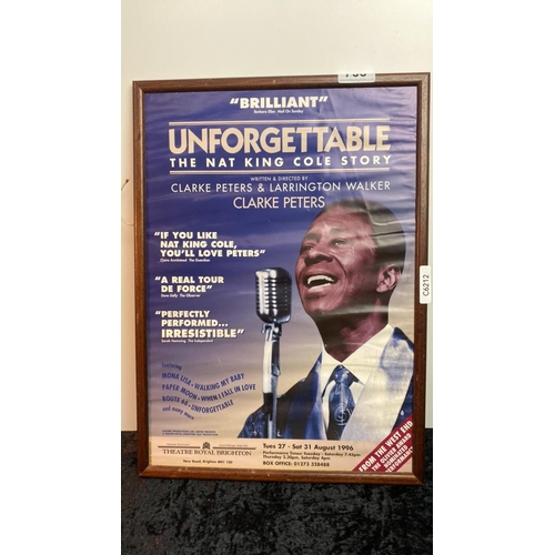 738 - A fabulous vintage poster from Theatre Royal, Brighton, 1996, advertising Unforgettable: The Nat Kin... 