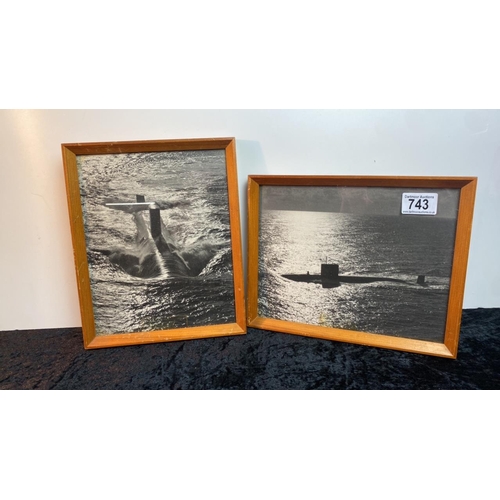 743 - Two framed photographs of submarines