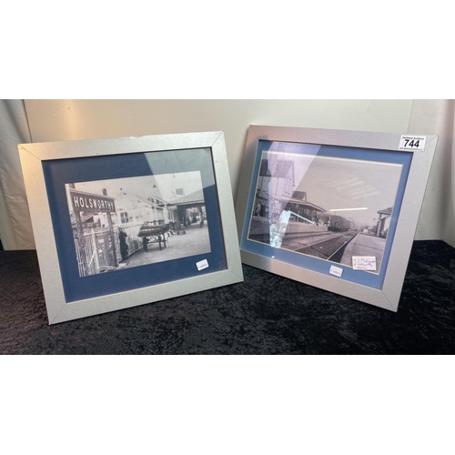 744 - Two framed photographs of Holsworthy railway station