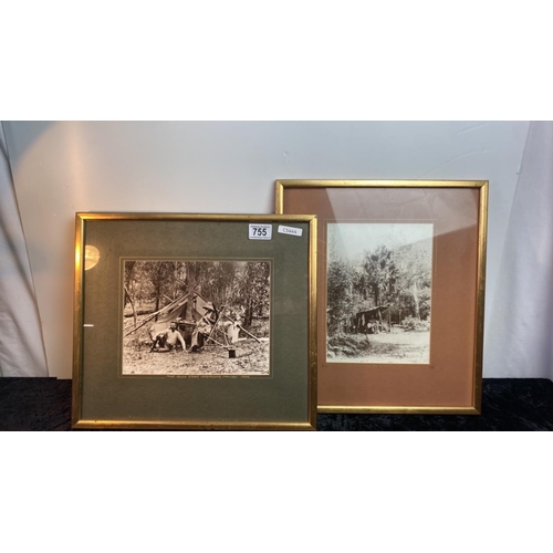 755 - Two framed B&W photographs, one entitled The Picnic, The Blue Mountains, 1900, the other entitled ‘T... 