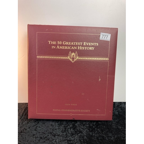 777 - Album of The 50 Greatest Events in American History containing plastic folders with stamps and detai... 