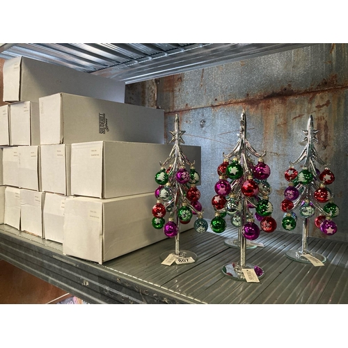 807 - 14 really pretty miniature Decorated Silver Trees, with boxes 30cm high