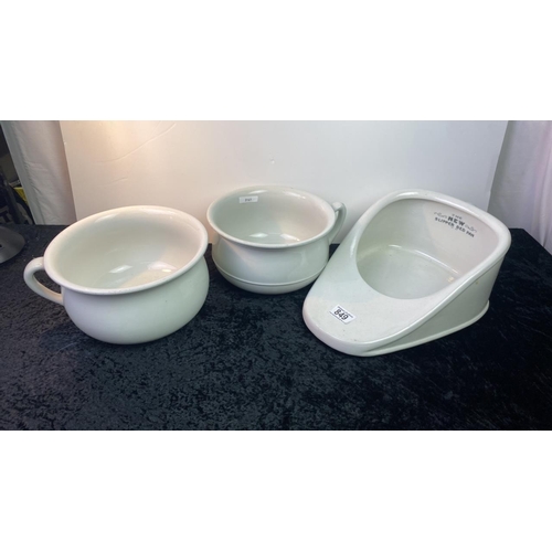 849 - Trio of 'Guzunders' .. Inc 1 Slipper Bed Pan