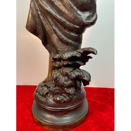 526 - Large and impressive 19th century French bronze sculpture of a young lady in classical style - signe... 