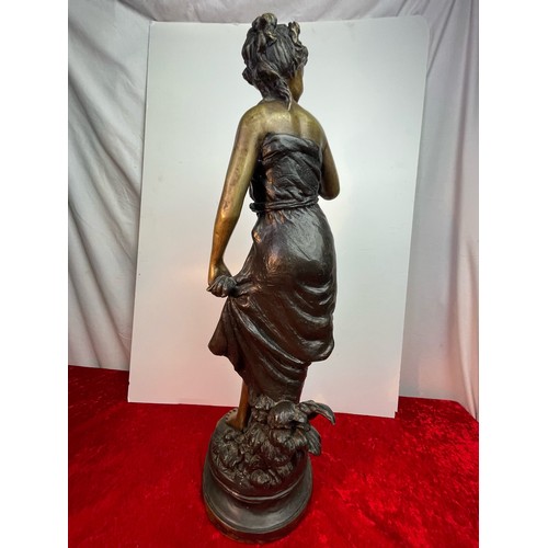 526 - Large and impressive 19th century French bronze sculpture of a young lady in classical style - signe... 