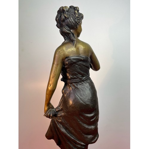 526 - Large and impressive 19th century French bronze sculpture of a young lady in classical style - signe... 