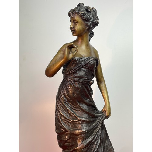 526 - Large and impressive 19th century French bronze sculpture of a young lady in classical style - signe... 