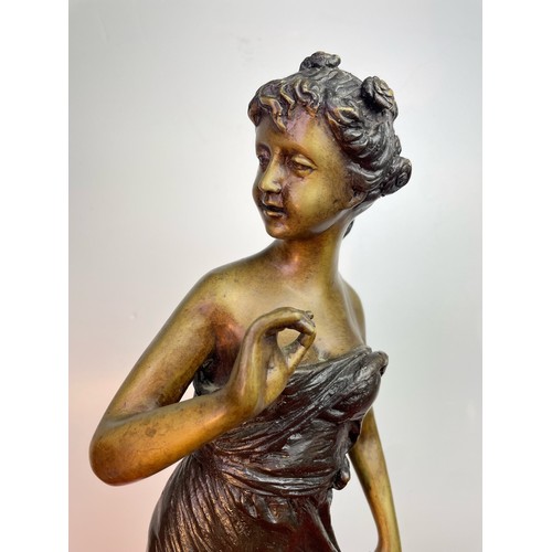 526 - Large and impressive 19th century French bronze sculpture of a young lady in classical style - signe... 