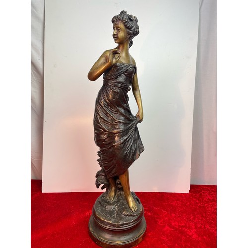 526 - Large and impressive 19th century French bronze sculpture of a young lady in classical style - signe... 