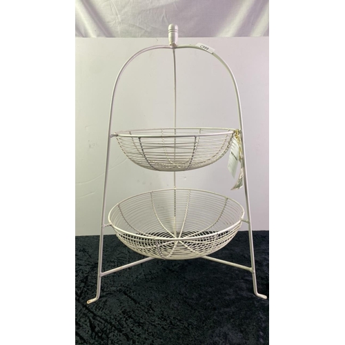 1000 - Cream wired two tier basket.