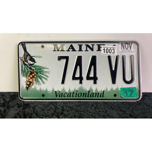 1003 - Car number plate from Maine USA