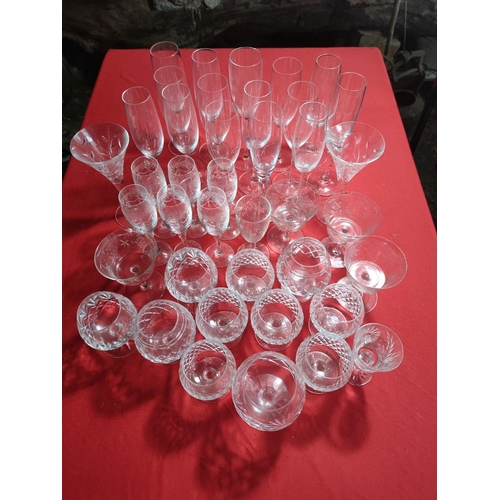 1089 - Collection of Champagne flutes, Brandy and asst vintage glasses