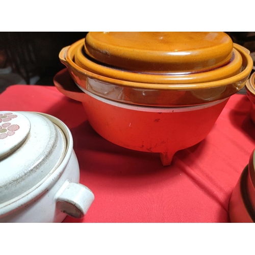 1102 - Mid century oven to tableware Inc Prestige cook pot and asst Denby etc casseroles .. lovely collecti... 