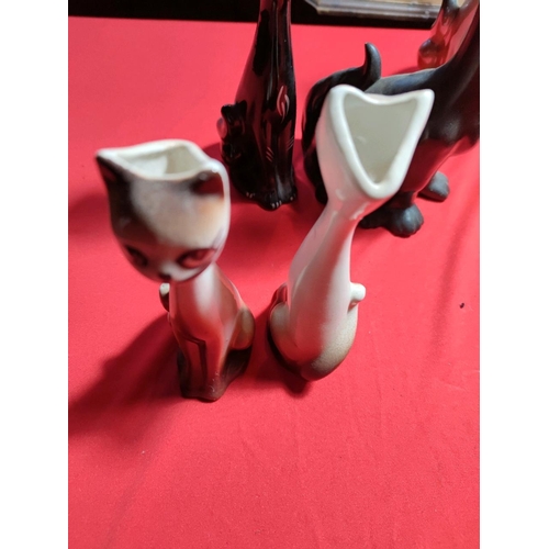 1117 - Cats! Wonderful collection of vintage feline figures Inc Sylvac and 2 unusual cat vases!! Se additio... 