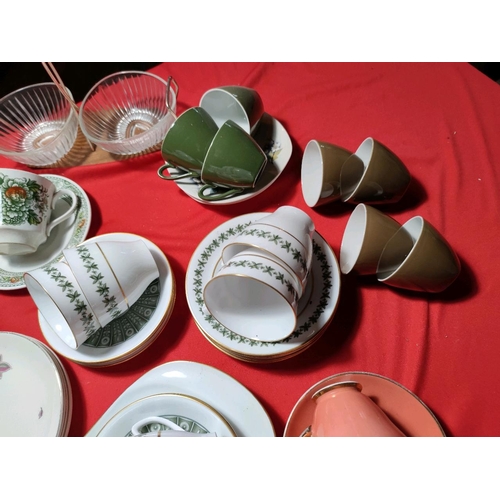 1128 - Vintage china Inc Burleigh ware orange jug, Spode tea set, Hand G Meakin cups in gorgeous poppy desi... 