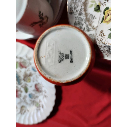 1128 - Vintage china Inc Burleigh ware orange jug, Spode tea set, Hand G Meakin cups in gorgeous poppy desi... 