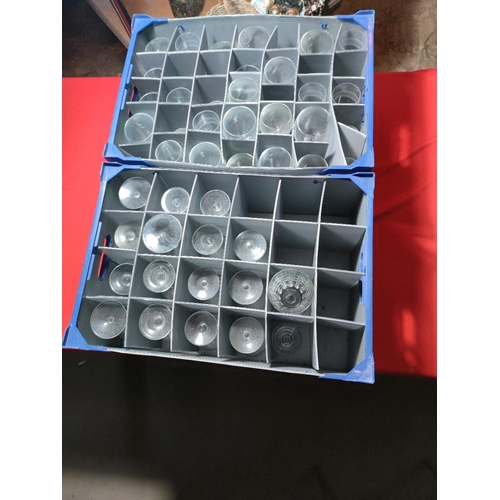 1133 - 2 specialist glass carrying boxes containing assortment of glasses Inc some crystal