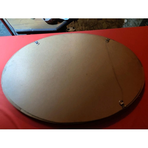 1136 - Large oval mirror, pine surround