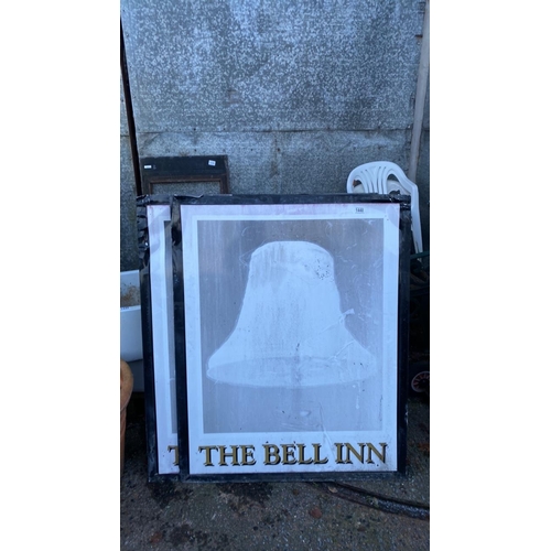2 large sheet metal pub signs from the Bell Inn Moretonhampstead