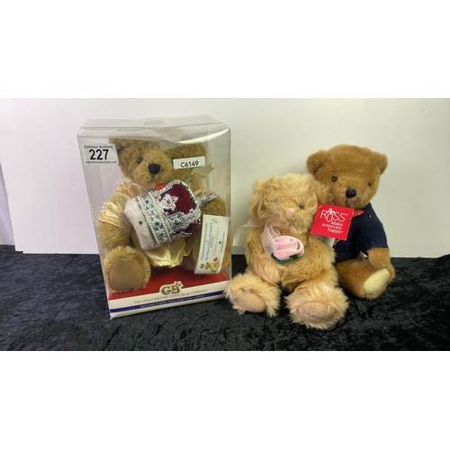 1004 - Great British Teddy Bear Company Queen Elizabeth 2 teddy bear along with a Russ Abbott and Royal Bri... 