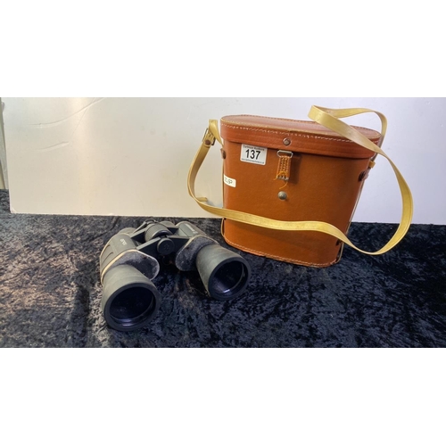 137 - Bresser 10x50 binoculars in leather case