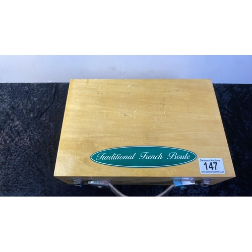 147 - French Boules/Petanque set of 6 balls and Jack in wooden case