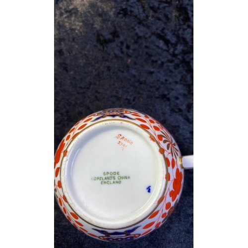 160 - Spode Copeland teacup and saucer with hand painted gold detail a few chips to saucer rim along with ... 