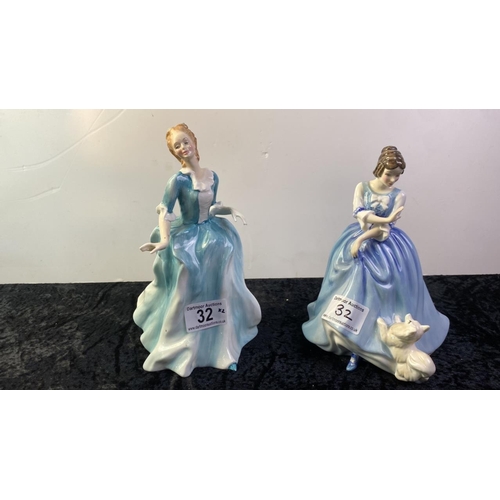 32 - Pair of Royal Doulton figurines, Yvonne and Lorraine