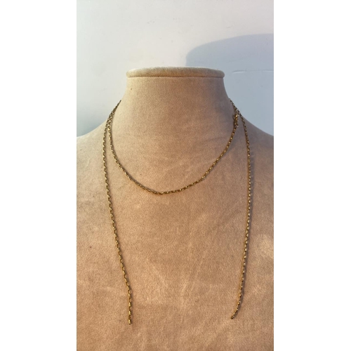 649 - 9ct gold chain necklace, approx 31”, 3g (chain broken)