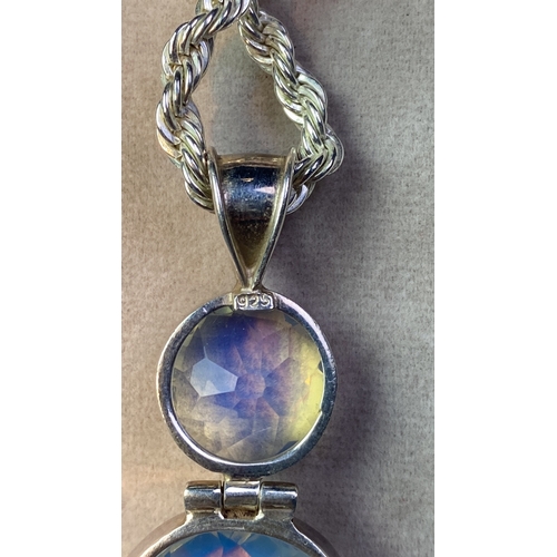 600 - Beautiful collection of silver bracelet, necklace and earrings featuring outstanding Opalite in silv... 