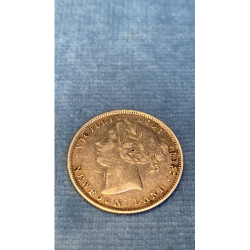 614 - Victoria Newfoundland 20 cent coin 1865 (Extremely Fine)
