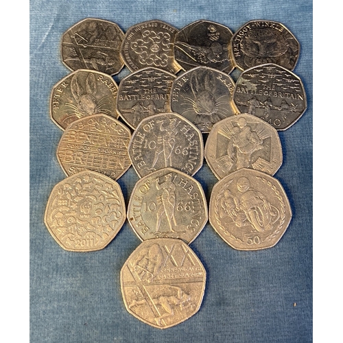 637 - 16 Collectible 50p coins inc Battle of Britain, Benjamin Britten, Team GB 2012, Beijing Olympics, Be... 