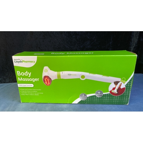 946 - Lloyds pharmacy Body Massager two settings, six attachments in original box