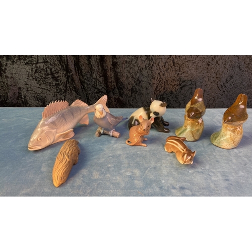 148 - Superb Royal  Copenhagen ceramic fish, John Bourdeaux Wrens plus other animal figurines