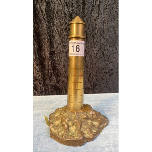 16 - Decorative brass lighthouse, approx 20cm tall