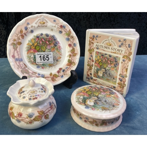 165 - 4 pieces of Royal Doulton 'Autumn Story' inc money box and trinket pots