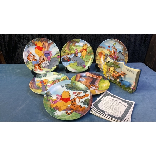 168 - Winnie the Pooh walk plaque and 6 plates from 