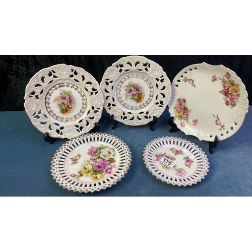 175 - Pretty collection of lustre and ribbon plates