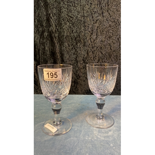 195 - 6 beautiful crystal wine glasses