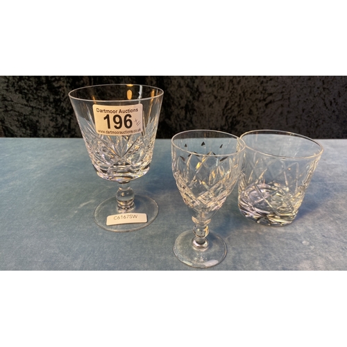 196 - 11 crystal glasses Inc wine, sherry and whisky