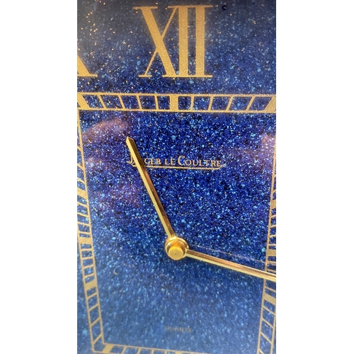 21 - Brass cased Jaeger Le Coultre quartz clock with British Aerospace Long Service Award plaque inside d... 