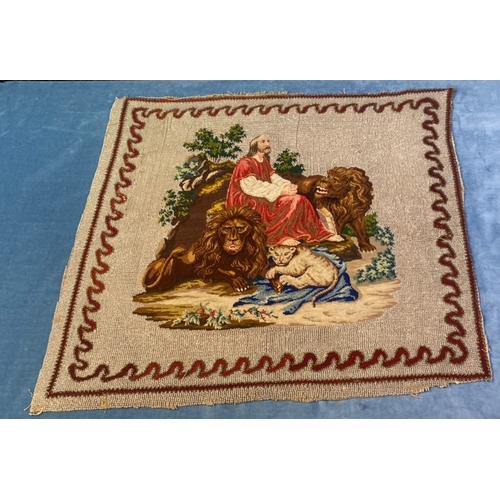 221 - Interesting St Francis style beaded sampler 48cm x 54cm