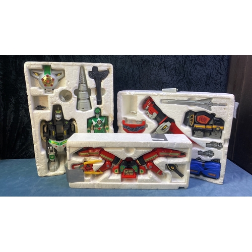 245 - Vintage 1990s Bandai Power Rangers Mighty Morphin Dragonzord set with green ranged. In polystyrene i... 