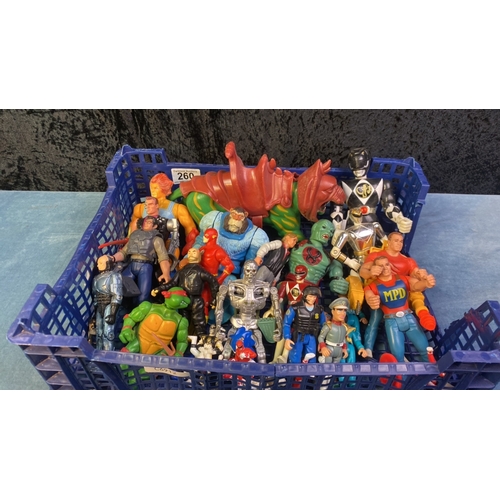 260 - Good collection of vintage action figures including Power Rangers, Terminator, Thundercats, Teenage ... 