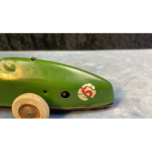 280 - Vintage Tri-Ang Minic Toys clockwork racing car with key, in working order