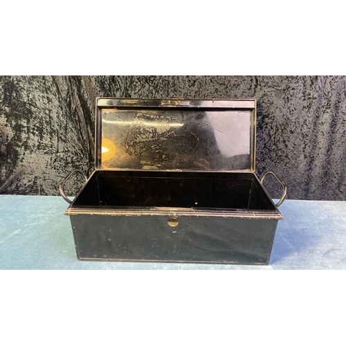 307 - A tidy metal document tin with no key