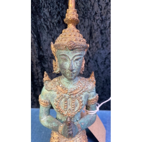 400 - Bronze Thai kneeling Temple Guardian Buddha. H25cm