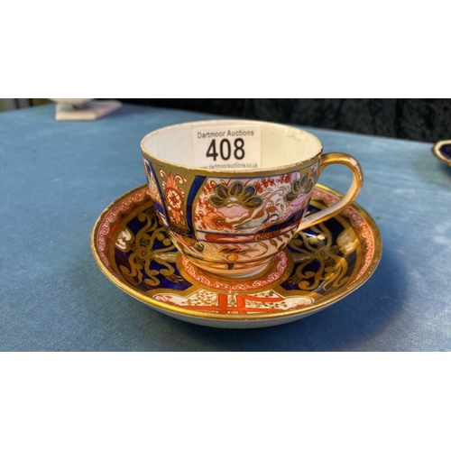 408 - A second trio of highly collectable antique tea ware Inc  Blue hand painted H&R Daniels set, a set l... 