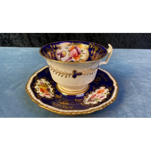 408 - A second trio of highly collectable antique tea ware Inc  Blue hand painted H&R Daniels set, a set l... 