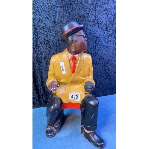 420 - A plaster figurine of Ray Charles. A/F should be playing a piano which is not present 